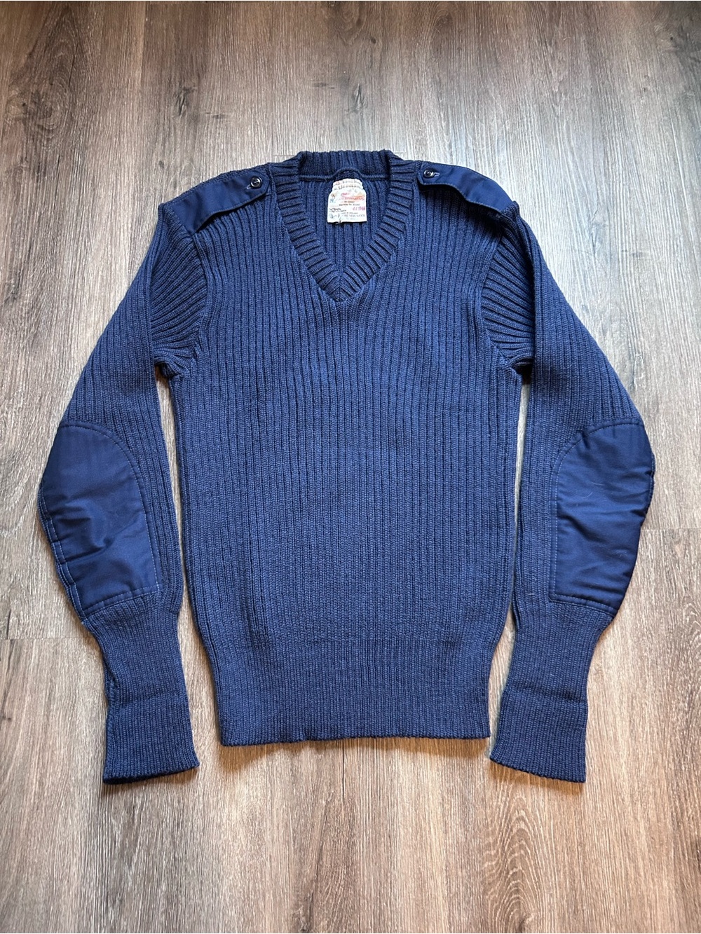 Brigade Quartermasters Woolly Pully Sweater Mens Large 44 Blue Commando V Neck